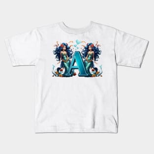 Mermaid Alphabet The Letter A Kids T-Shirt